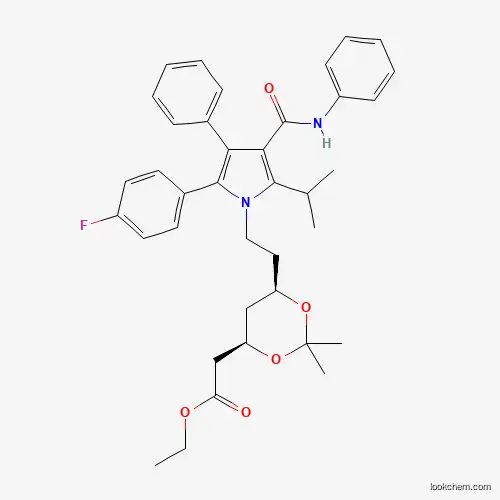 ethyl 2-((4R,6R)-6-(2-(2-(4-fluorophenyl)-5-isopropyl-3-phenyl-4- (phenylcarbamoyl)-1H-pyrrol-1-yl)ethyl)-2,2-dimethyl-1,3-dioxan- 4-yl)acetate