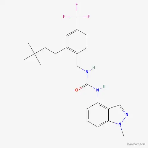Molecular Structure of 1008529-42-7 (Urea, N-[[2-(3,3-dimethylbutyl)-4-(trifluoromethyl)phenyl]methyl]-N'-(1-methyl-1H-indazol-4-yl)-)