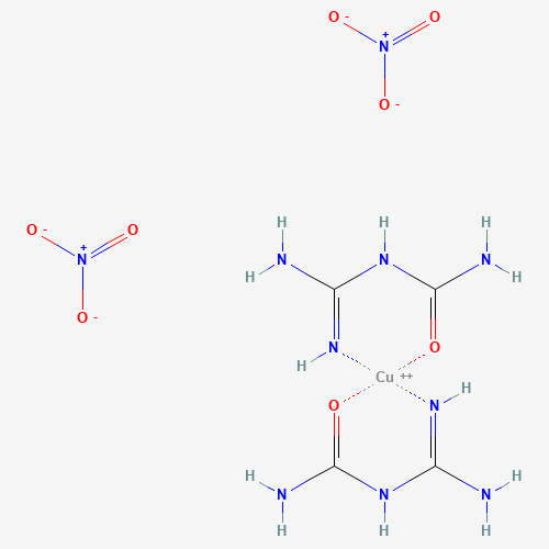 Molecular Structure of 1071838-81-7 (Copper(2+), bis[N-[amino(imino-kappaN)methyl]urea-kappaO]-, nitrate (1:2))
