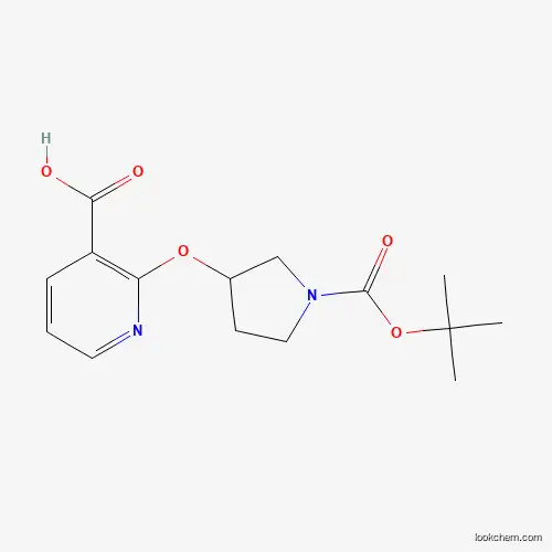 Molecular Structure of 1086392-88-2 (2-((1-(tert-Butoxycarbonyl)pyrrolidin-3-yl)oxy)nicotinic acid)