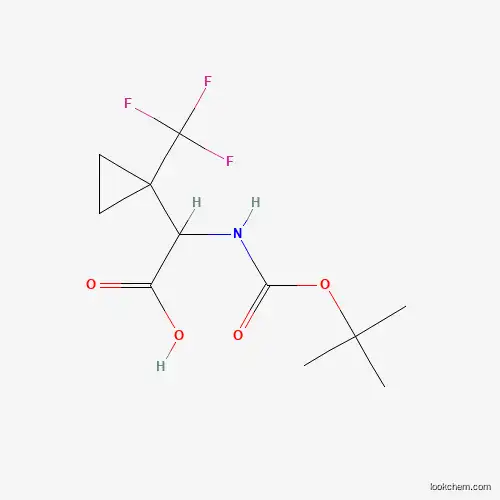 Molecular Structure of 1098188-08-9 (2-((tert-Butoxycarbonyl)amino)-2-(1-(trifluoromethyl)cyclopropyl)acetic acid)