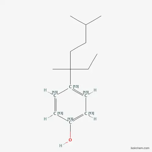 Molecular Structure of 1173020-38-6 (4-(3',6'-Dimethyl-3'-heptyl)phenol-13C6)