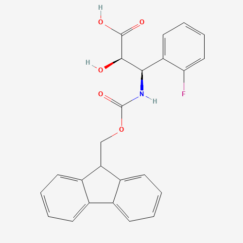 Molecular Structure of 1217828-02-8 ((2R,3R)-3-((((9H-Fluoren-9-yl)methoxy)carbonyl)amino)-3-(2-fluorophenyl)-2-hydroxypropanoic acid)