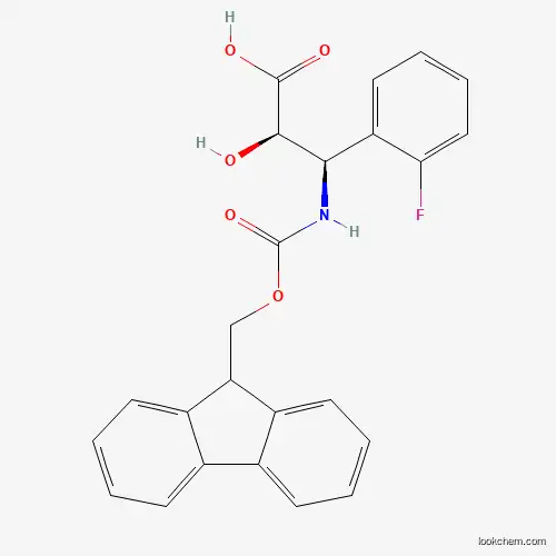 Molecular Structure of 1217828-02-8 ((2R,3R)-3-((((9H-Fluoren-9-yl)methoxy)carbonyl)amino)-3-(2-fluorophenyl)-2-hydroxypropanoic acid)