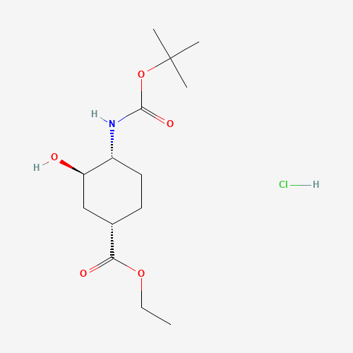 Molecular Structure of 1403763-28-9 ((1S,3R,4R)-4-(Boc-amino)-3-hydroxy-cyclohexane-carboxylic acid ethyl ester hydrochloride)
