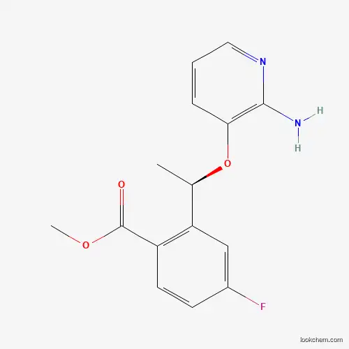 Molecular Structure of 1454847-99-4 (methyl 2-[(1R)-1-[(2-aminopyridin-3-yl)oxy]ethyl]-4-fluorobenzoate)