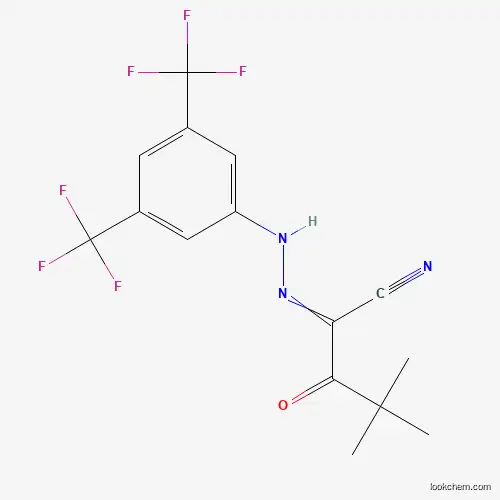 Molecular Structure of 28343-27-3 (2-{2-[3,5-Bis(trifluoromethyl)phenyl]hydrazinylidene}-4,4-dimethyl-3-oxopentanenitrile)