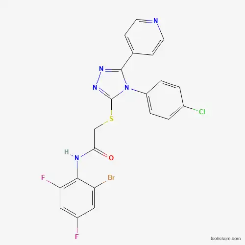 Molecular Structure of 476483-83-7 (N-(2-bromo-4,6-difluorophenyl)-2-{[4-(4-chlorophenyl)-5-(pyridin-4-yl)-4H-1,2,4-triazol-3-yl]sulfanyl}acetamide)