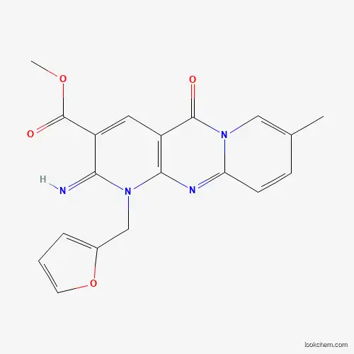 Molecular Structure of 510760-63-1 (Methyl 1-(furan-2-ylmethyl)-2-imino-8-methyl-5-oxo-2,5-dihydro-1H-dipyrido[1,2-a:2',3'-d]pyrimidine-3-carboxylate)