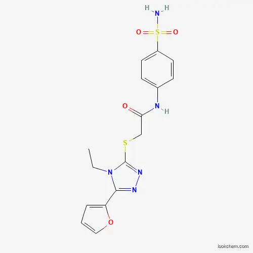 Molecular Structure of 573931-57-4 (2-((4-Ethyl-5-(furan-2-yl)-4H-1,2,4-triazol-3-yl)thio)-N-(4-sulfamoylphenyl)acetamide)