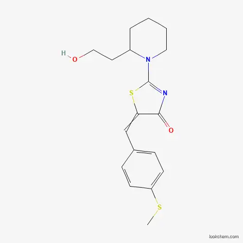 Molecular Structure of 866149-77-1 (2-[2-(2-Hydroxyethyl)piperidin-1-yl]-5-[(4-methylsulfanylphenyl)methylidene]-1,3-thiazol-4-one)