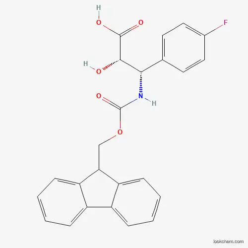 Molecular Structure of 959583-03-0 ((2S,3S)-3-((((9H-Fluoren-9-yl)methoxy)carbonyl)amino)-3-(4-fluorophenyl)-2-hydroxypropanoic acid)