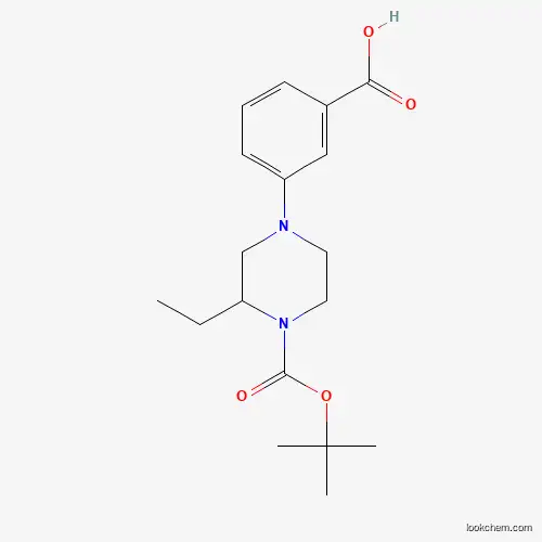 Molecular Structure of 1131622-95-1 (1-(3-carboxyphenyl)-3-ethyl-4-Boc piperazine)