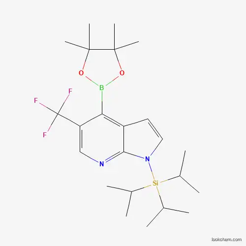 Molecular Structure of 1357387-66-6 (4-(4,4,5,5-tetramethyl-1,3,2-dioxaborolan-2-yl)-5-(trifluoromethyl)-1-(triisopropylsilyl)-1H-pyrrolo[2,3-b]pyridine)