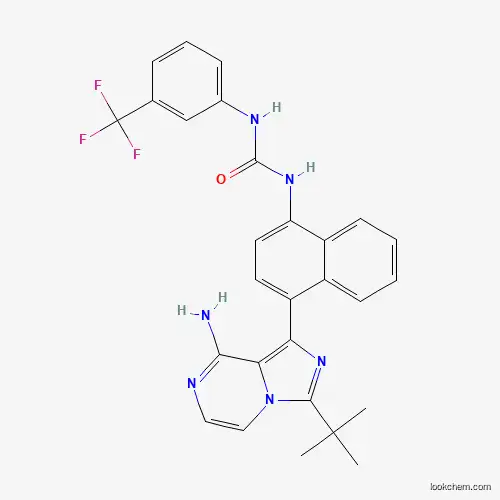 Molecular Structure of 1589527-65-0 (1-(4-(8-Amino-3-(tert-butyl)imidazo[1,5-a]pyrazin-1-yl)naphthalen-1-yl)-3-(3-(trifluoromethyl)phenyl)urea)