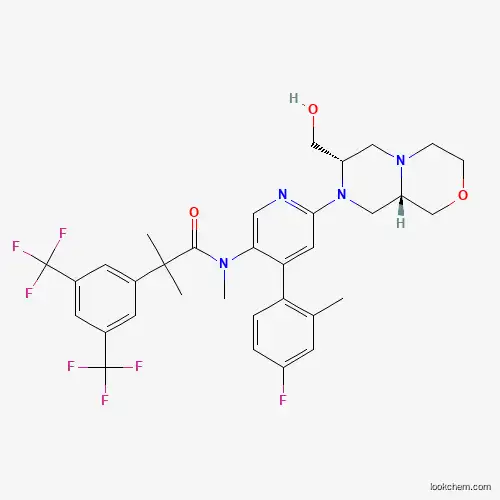 N-{6-[(7S,9aS)-7-(hydroxymethyl)-octahydropyrazino[2,1-c][1,4]oxazin-8-yl]-4-(4-fluoro-2-methylphenyl)pyridin-3-yl}-2-[3,5-bis(trifluoromethyl)phenyl]-N,2-dimethylpropanamide