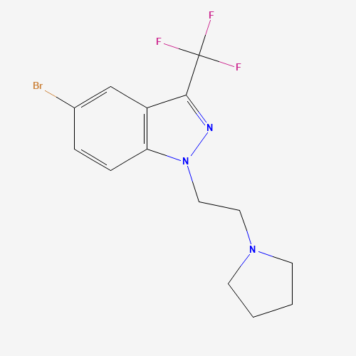 Molecular Structure of 1039827-17-2 (5-Bromo-1-(2-(pyrrolidin-1-yl)ethyl)-3-(trifluoromethyl)-1H-indazole)