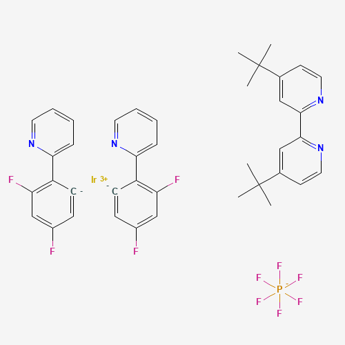 Molecular Structure of 1072067-44-7 (Iridium(3+) ion bis(3,5-difluoro-2-(pyridin-2-yl)benzen-1-ide) 4-tert-butyl-2-(4-tert-butylpyridin-2-yl)pyridine hexafluoro-lambda5-phosphanuide)