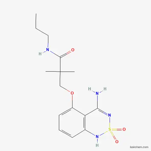 3-[(4- amino-2,2-dioxido-1H-2,1,3-benzothiadiazin-5-yl)oxy]-2,2-dimethyl-N-propylpropanamide
