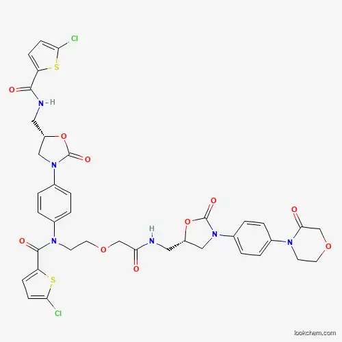 5-chloro-N-(4-((S)-5-((5-chlorothiophene-2-carboxamido )methyl)-2-oxooxazolidin-3-yl)phenyl)-N-(2-(2-oxo-2- ((((S)-2-oxo-3-(4-(3-oxomorpholino)phenyl)oxazolidin- 5-yl)methyl)amino)ethoxy)ethyl)thiophe