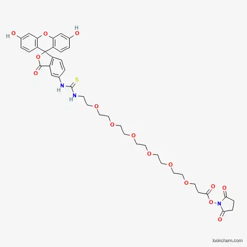 Molecular Structure of 1818294-35-7 (Fluorescein-PEG6-NHS ester)
