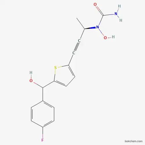 Molecular Structure of 189328-52-7 (Urea, N-((1R)-3-(5-((4-fluorophenyl)hydroxymethyl)-2-thienyl)-1-methyl-2-propyn-1-yl)-N-hydroxy-)