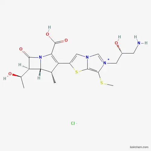 Molecular Structure of 352308-27-1 (Imidazo(5,1-b)thiazolium, 6-((2R)-3-amino-2-hydroxypropyl)-2-((4S,5R,6S)-2-carboxy-6-((1R)-1-hydroxyethyl)-4-methyl-7-oxo-1-azabicyclo(3.2.0)hept-2-en-3-yl)-7-(methylthio)-, chloride)