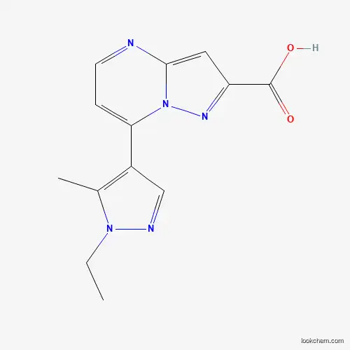 Molecular Structure of 957509-33-0 (7-(1-ethyl-5-methyl-1H-pyrazol-4-yl)pyrazolo[1,5-a]pyrimidine-2-carboxylic acid)
