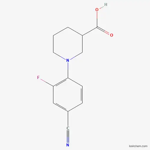 Molecular Structure of 1000339-81-0 (1-(4-Cyano-2-fluorophenyl)piperidine-3-carboxylic acid)