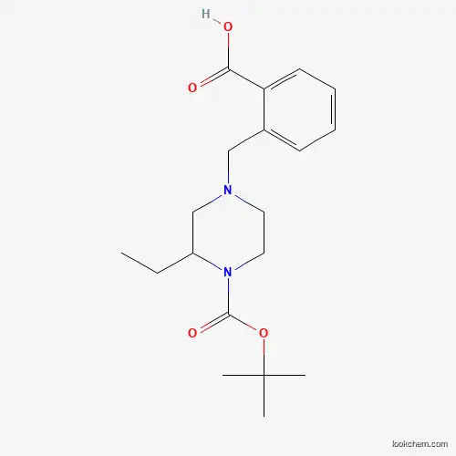 Molecular Structure of 1131622-99-5 (1-(2-carboxyphenylmethyl)-3-ethyl-4-Boc piperazine)