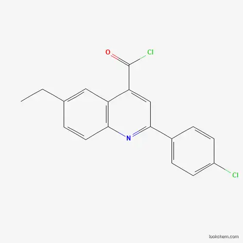 Molecular Structure of 1160260-91-2 (2-(4-Chlorophenyl)-6-ethylquinoline-4-carbonyl chloride)