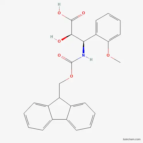 Molecular Structure of 1217836-38-8 ((2R,3R)-3-((((9H-Fluoren-9-yl)methoxy)carbonyl)amino)-2-hydroxy-3-(2-methoxyphenyl)propanoic acid)