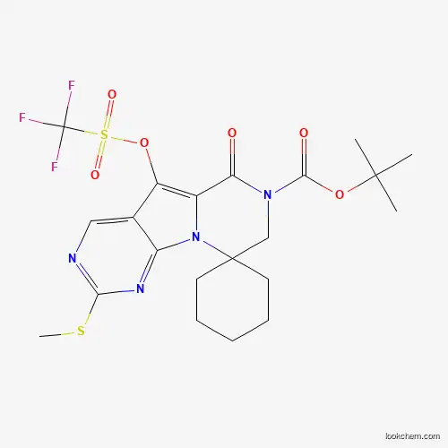 tert-Butyl 2'-(methylthio)-6'-oxo-5'-(((trifluoromethyl)sulfonyl)oxy)-6'H-spiro[cyclohexane-1,9'-pyrazino[1',2':1,5]pyrrolo[2,3-d]pyrimidine]-7'(8'H)-carboxylate