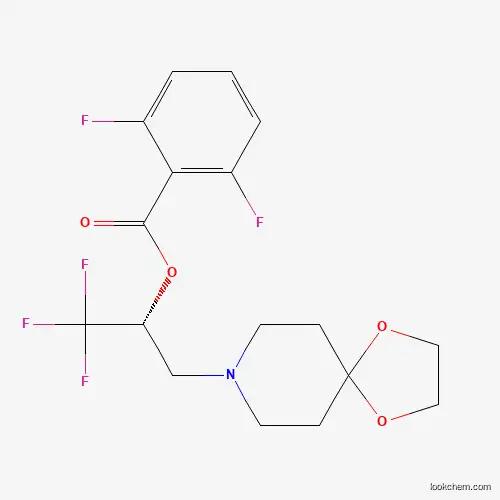 Molecular Structure of 477762-58-6 ((1R)-1-(1,4-dioxa-8-azaspiro[4.5]dec-8-ylmethyl)-2,2,2-trifluoroethyl 2,6-difluorobenzenecarboxylate)