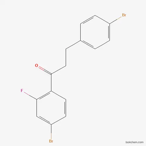 Molecular Structure of 898761-78-9 (1-(4-Bromo-2-fluorophenyl)-3-(4-bromophenyl)propan-1-one)