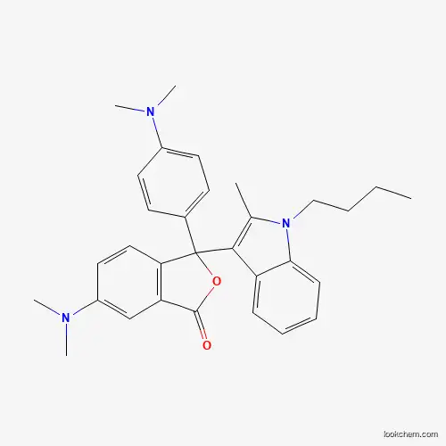 Molecular Structure of 92453-31-1 (1(3H)-Isobenzofuranone,3-(1-butyl-2-methyl-1H-indol-3-yl)-6-(dimethylamino)-3-[4-(dimethylamino)phenyl]-)