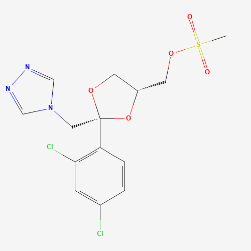 Molecular Structure of 103661-14-9 (cis-[2-(2,4-Dichlorophenyl)-2-(1H-1,2,4-triazol-4-yl-methyl)-1,3-dioxolan-4-yl]methylMethanesulfonate)