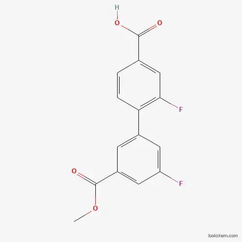 Molecular Structure of 1261908-38-6 (3-Fluoro-4-(3-fluoro-5-methoxycarbonylphenyl)benzoic acid)