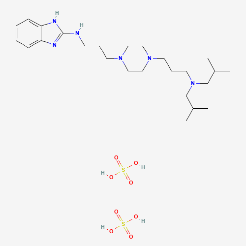 Molecular Structure of 1616671-13-6 (N-(3-(4-(3-(Diisobutylamino)propyl)piperazin-1-yl)propyl)-1H-benzo(d)imidazol-2-amine disulphate salt)