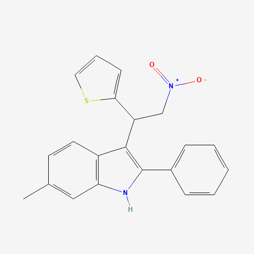 Molecular Structure of 1998197-39-9 (6-methyl-3-(2-nitro-1-(thiophen-2-yl)ethyl)-2-phenyl-1H-indole)