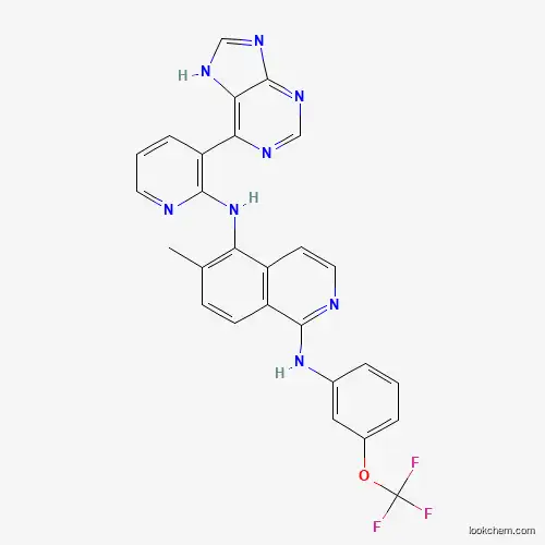 Molecular Structure of 2274819-46-2 (N5-(3-(7H-Purin-6-yl)pyridin-2-yl)-6-methyl-N1-(3-(trifluoromethoxy)phenyl)isoquinoline-1,5-diamine)