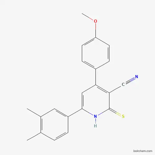 Molecular Structure of 885270-05-3 (6-(3,4-Dimethylphenyl)-2-mercapto-4-(4-methoxyphenyl)nicotinonitrile)