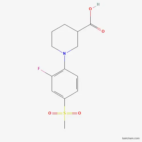 Molecular Structure of 914637-67-5 (1-[2-Fluoro-4-(methylsulfonyl)phenyl]piperidine-3-carboxylic acid)