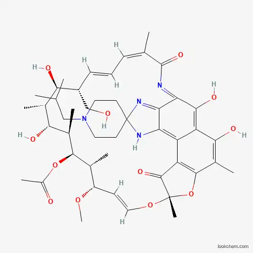 Molecular Structure of 100324-64-9 ((7S,11S,13S,17S,12R,14R,15R,16R,18R)-2,15,17-Trihydroxy-18-(hydroxymethyl)-11-methoxy-3,7,12,14,16,22-hexamethyl-34-(2-methylpropyl)-6,23,32-trioxo-8,33-dioxa-24,27,29-triazaspiro[pentacyclo[23.6.1.1<4,7>.0<5,31>.0<26,30>]tritriacontane-28,4'-piperidine]a-1(31),2,4,9,19,21,25,29-octaen-13-yl acetate)