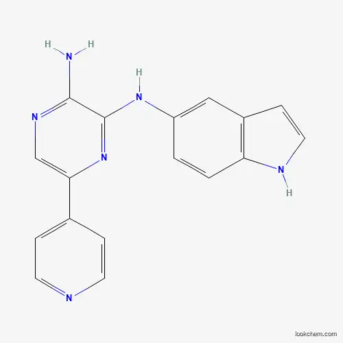 Molecular Structure of 1175017-90-9 (N2-(1H-Indol-5-yl)-6-(pyridin-4-yl)pyrazine-2,3-diamine)
