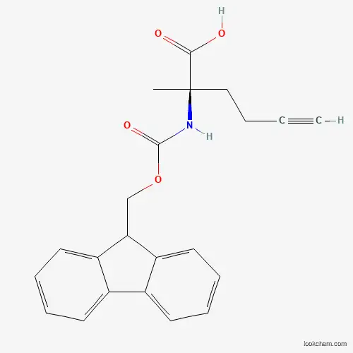 Molecular Structure of 1198791-67-1 ((R)-2-((((9H-Fluoren-9-yl)methoxy)carbonyl)amino)-2-methylhex-5-ynoic acid)