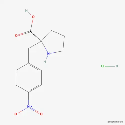 Molecular Structure of 1217739-51-9 ((R)-2-(4-Nitrobenzyl)pyrrolidine-2-carboxylic acid hydrochloride)
