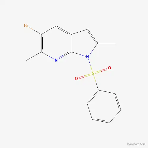 Molecular Structure of 1227270-91-8 (5-Bromo-2,6-dimethyl-1-(phenylsulfonyl)-1H-pyrrolo[2,3-b]pyridine)