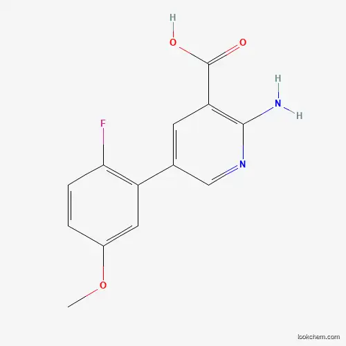 Molecular Structure of 1262005-72-0 (2-Amino-5-(2-fluoro-5-methoxyphenyl)pyridine-3-carboxylic acid)