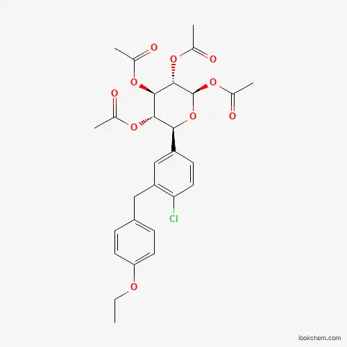 Molecular Structure of 1384242-56-1 ((2R,3S,4R,5S,6S)-6-(4-Chloro-3-(4-ethoxybenzyl)phenyl)tetrahydro-2H-pyran-2,3,4,5-tetrayl tetraacetate)